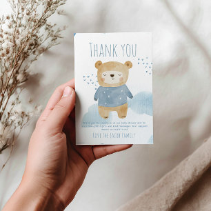 Teddy Bear blue boy Baby Shower Cute thank you Card