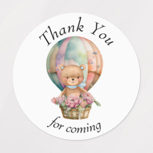Teddy Bear Blue Hot Air Balloon Baby Shower Labels