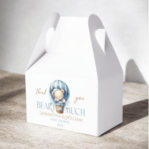 Teddy Bear Blue Hot Air Balloon Favour Box