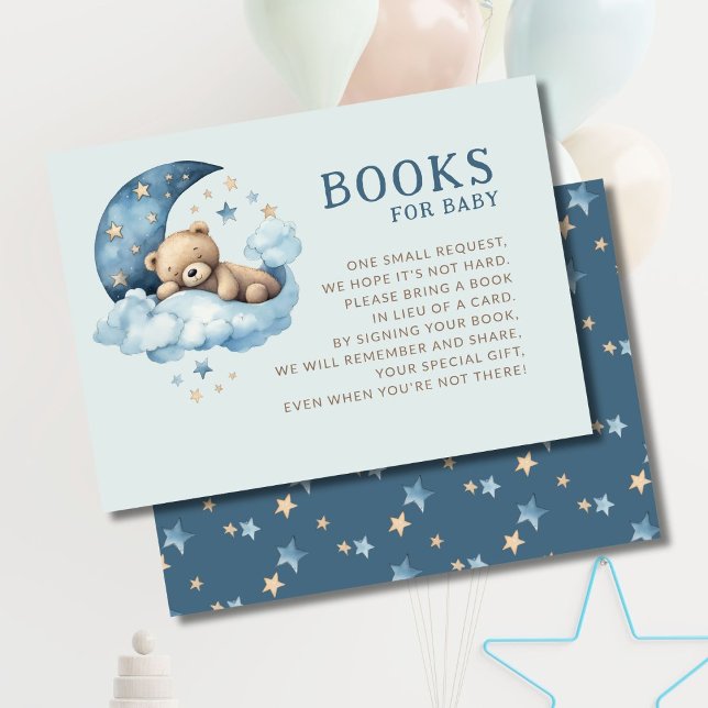 Teddy Bear Blue Over the Moon Books for Baby Enclosure Card (Creator Uploaded)