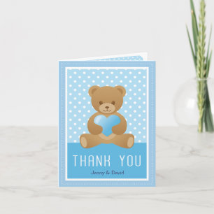 Teddy bear blue thank you card