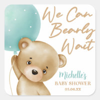 Teddy Bear Blue We Can Bearly Wait Baby Shower