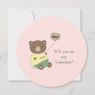 Teddy Bear Blush Pink Valentine's Day Card