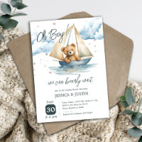 Teddy Bear Boat Baby Shower Invitation