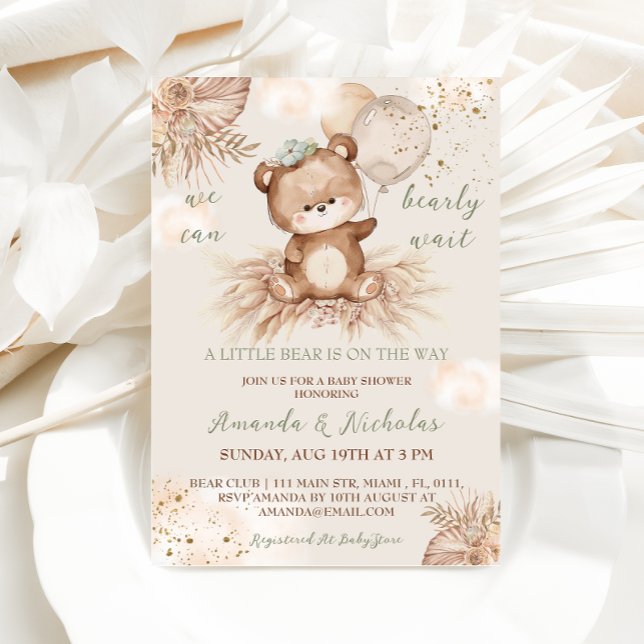 Teddy Bear Boho Baby Shower  Invitation (Creator Uploaded)