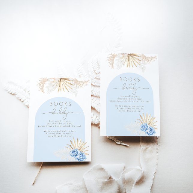 Teddy Bear Boho Blue Boy Baby Shower Book Request Enclosure Card (Creator Uploaded)