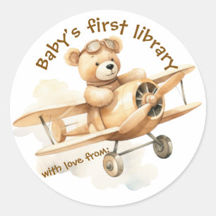 Teddy Bear Bookplate Baby Shower Book Label