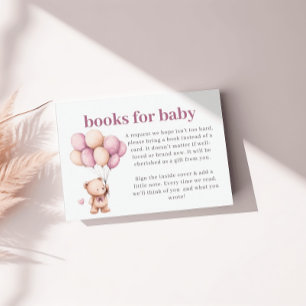 Teddy Bear Books Baby Violet Heart Beige Balloons Enclosure Card