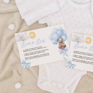 Teddy Bear Books For Baby Card, Baby Shower Enclosure Card