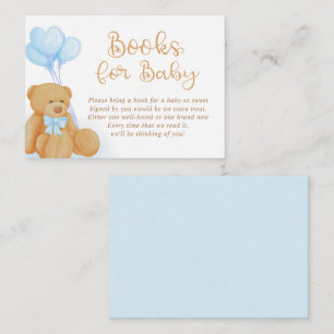 Teddy Bear Books For Baby Request Blue Balloons Enclosure Card