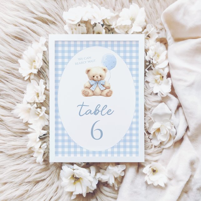 Teddy Bear Bow Balloon Baby Shower Table Numbers (Creator Uploaded)