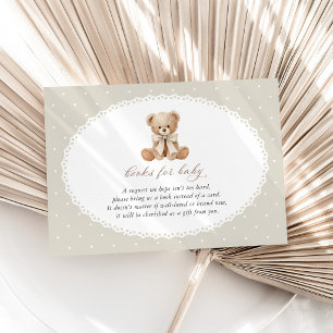 Teddy Bear, Bow, Beige Polka Dots, Books For Baby Enclosure Card