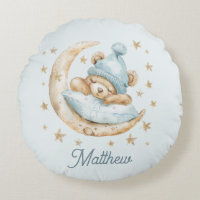 Teddy Bear Boy Baby Blankets Moon Stars Name Blue