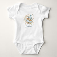 Teddy Bear Boy Baby Moon Stars Name Blue