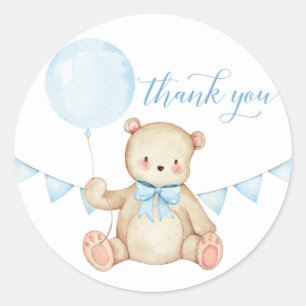 Teddy Bear Boy Baby Shower Favour Sticker