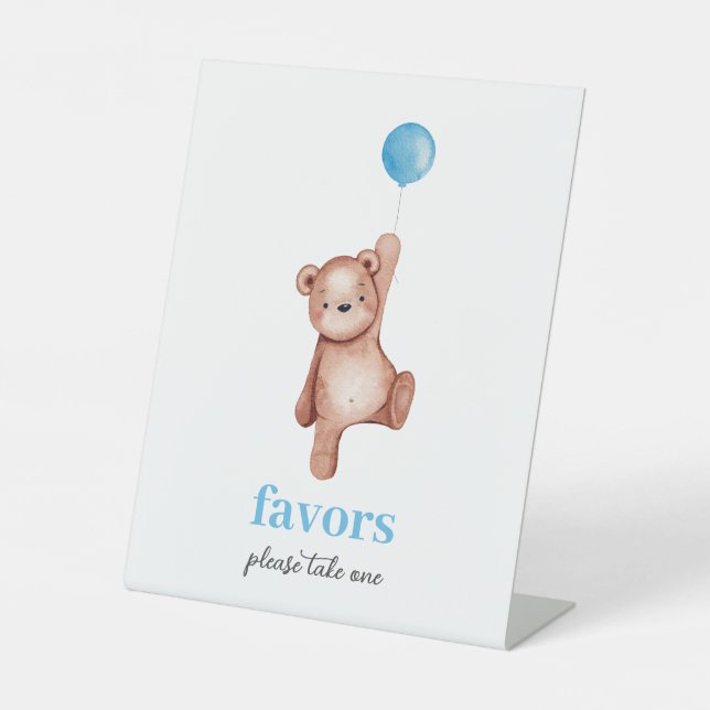 Teddy Bear Boy Baby Shower Favours Sign (Front)