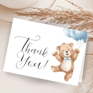 Teddy Bear Boy Baby Shower Folded Thank You Card