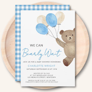 Teddy Bear Boy Baby Shower Invitation