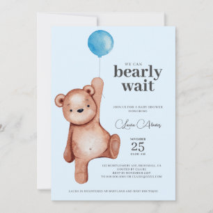 Teddy Bear Boy Baby Shower Invitation