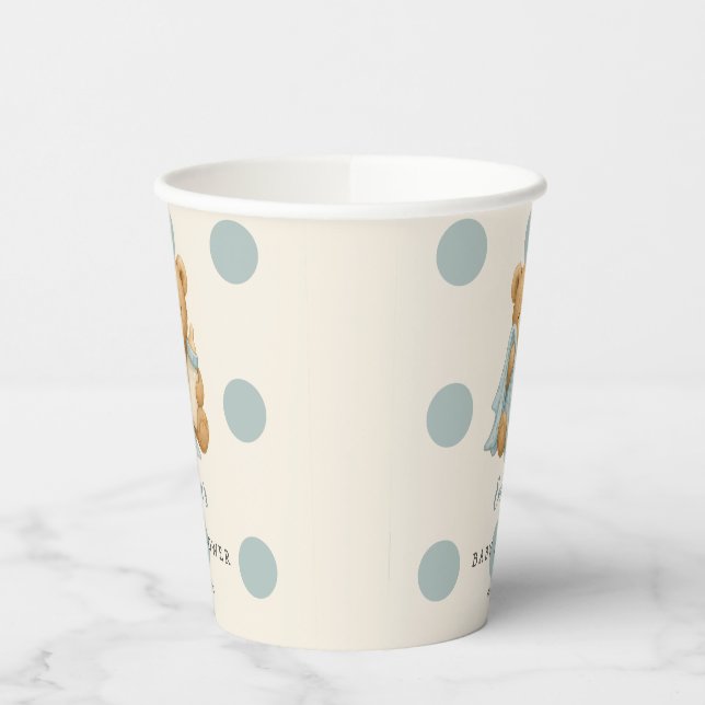 Teddy Bear Boy Baby Shower Paper Cups (Left)
