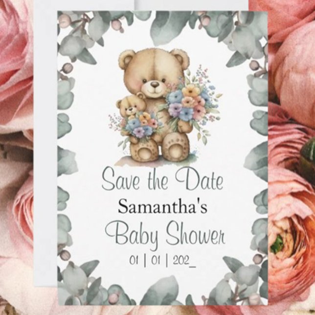 Teddy Bear Boy Baby Shower Theme Invitation (Celebrate your little cub's arrival with our "Beary Cute" teddy bear baby shower invitation! )