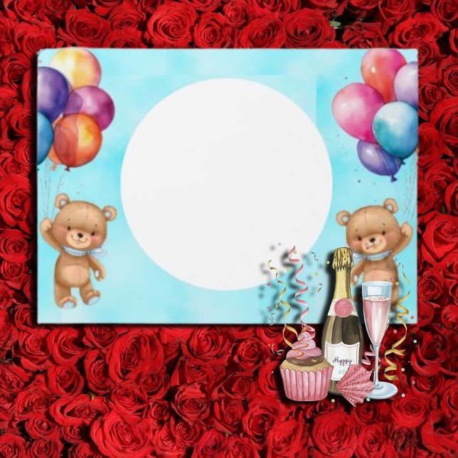 Teddy Bear Boy Blue Birthday Balloons Envelope (Creator Uploaded)