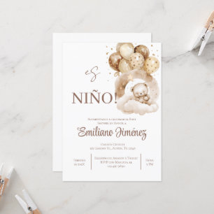 Teddy Bear Boy Spanish Invitation