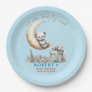 Teddy Bear Boy We Can Bearly Wait  Paper Plate