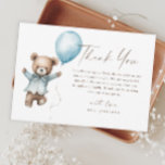 Teddy Bear Boys Baby Shower Thank You Card<br><div class="desc">Teddy Bear Boys Baby Shower Thank You Card. Click the personalise button to customise this design with your details.</div>