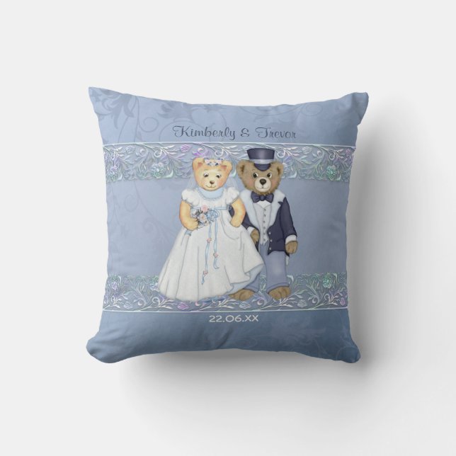 Teddy Bear Bride and Groom Wedding - Customise Cushion (Front)