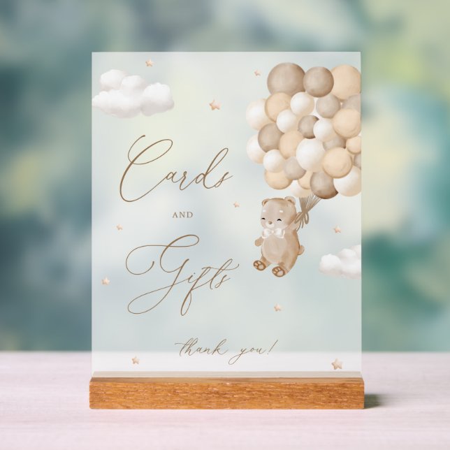 Teddy Bear Brown Baby Shower Cards & Gifts Acrylic Sign (Neutral)