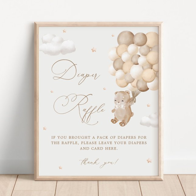 Teddy Bear Brown Baby Shower Diaper Raffle Poster (Creator Uploaded)