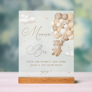 Teddy Bear Brown Baby Shower Mimosa Bar Acrylic Sign
