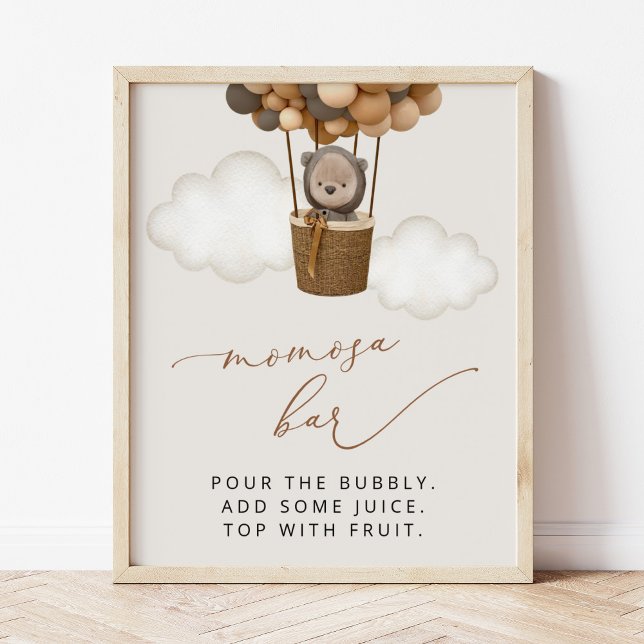 Teddy Bear, Brown Balloons, Baby Shower Momosa Bar Poster (Creator Uploaded)