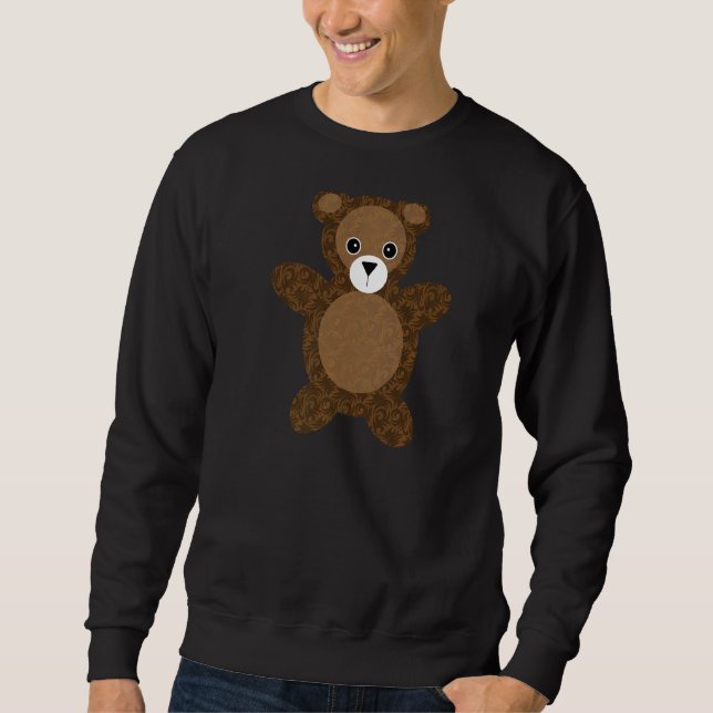 Teddy Bear Brown Damask Sweatshirt (Front)