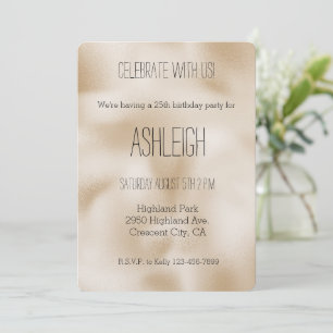 Teddy Bear Brown Gold Glam Glitter Birthday Invitation