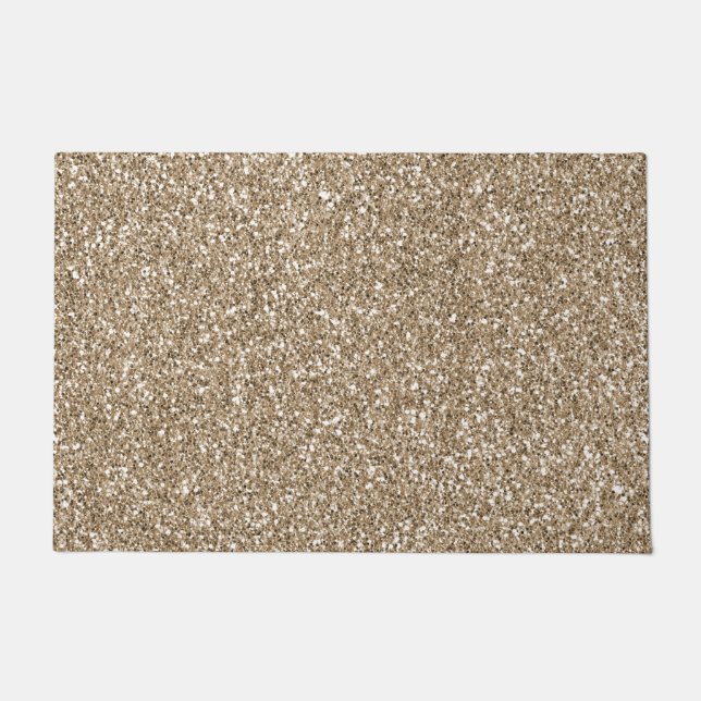 Teddy Bear Brown Gold Glitter      Doormat (Front)