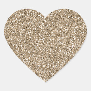 Teddy Bear Brown Gold Glitter       Heart Sticker