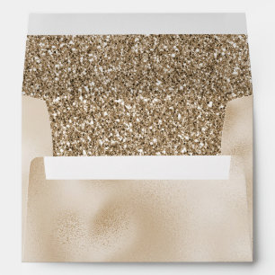 Teddy Bear Brown Gold Glitter Wedding Envelope