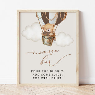 Teddy Bear, Brown Hot Air Balloon, Momosa Bar Poster