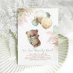 Teddy Bear Brown Sage Green Balloons Baby Shower Invitation<br><div class="desc">Cute little teddy bear and brown and sage green balloons baby shower invitations - We Can Bearly Wait For Baby To Arrive!</div>