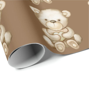 Teddy bear brown wrapping paper