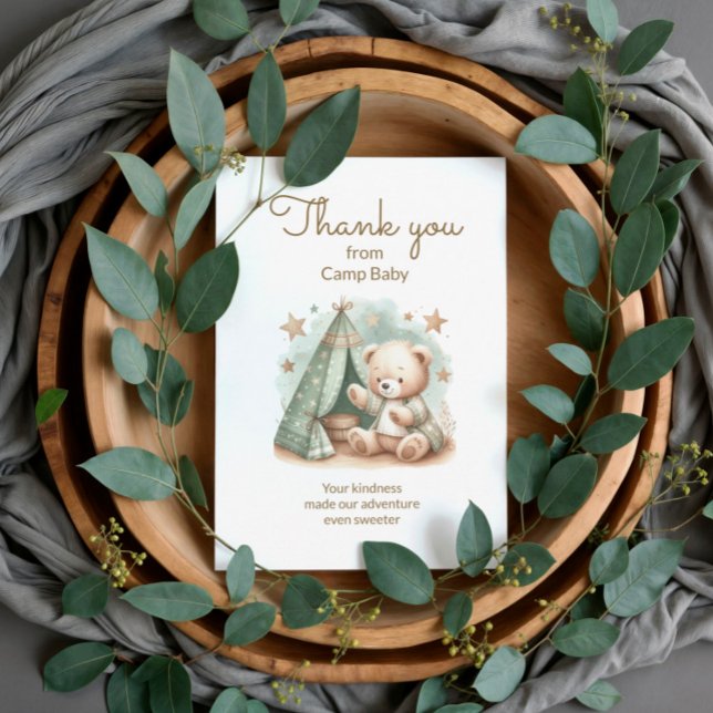 Teddy Bear Camp Baby Shower Thank You (Camp baby Teddy Bear baby shower thank you card)