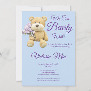 Teddy Bear Can Bearly Wait Baby Shower Invitation
