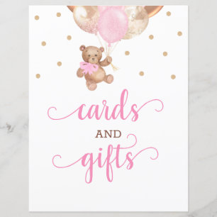 Teddy Bear Cards and Gifts Table Sign Baby Shower