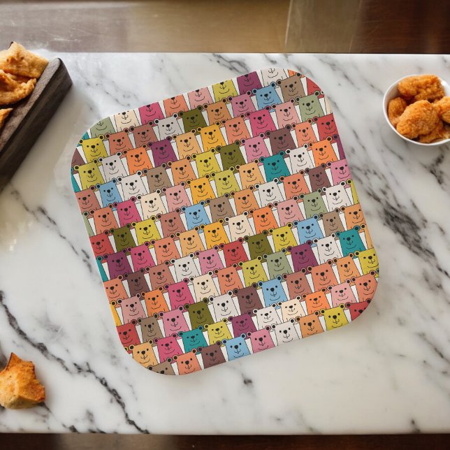 Teddy Bear Cartoon Paper Plate (wild animal bear,birthday,wedding,baby shower,special occasion event paper plate party supplies)