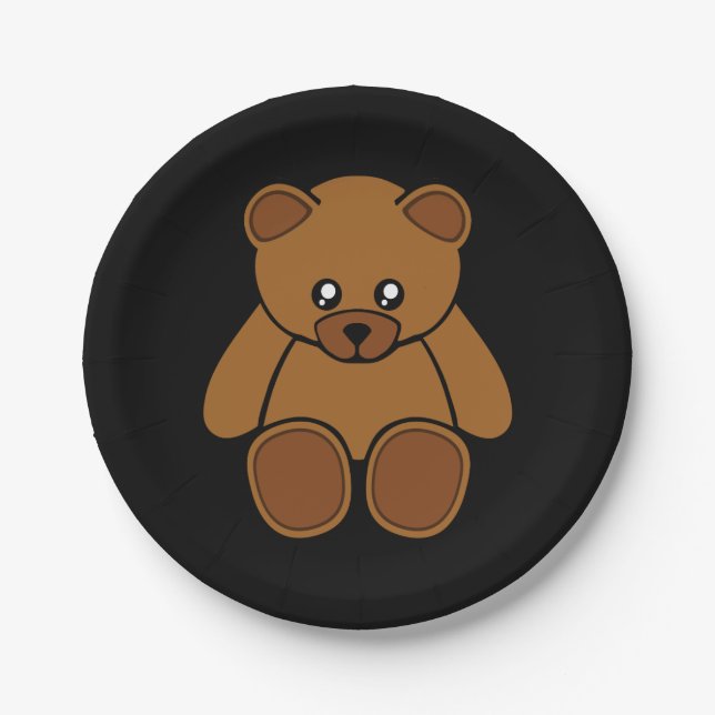 Teddy Bear Cartoon Paper Plates (Front)