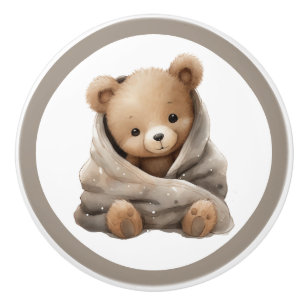 Teddy Bear Ceramic Knob – Unisex Nursery Decor