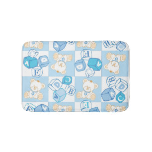 Teddy bear checked pattern bath mat
