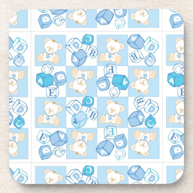 Teddy bear checked pattern coaster (Front)